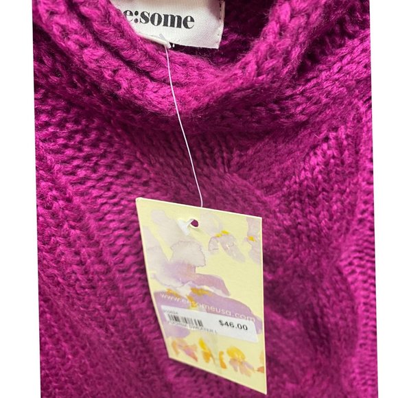 ee:some long sleeve pullover fuchsia sweater SIZE M/L BRAND NEW! - Picture 2 of 2
